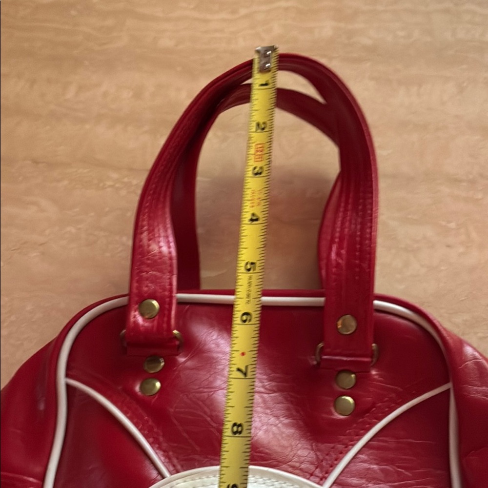 Vintage Purse Red & White Y2K tree Hill Vibe Bowling Hand Bag - Picture 16 of 16